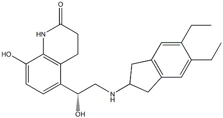 (R)-5-(2-((5,6-diethyl-2,3-dihydro-1H-inden-2-yl)amino)-1-hydroxyethyl)-8-hydroxy-3,4-dihydroquinolin-2(1H)-one 구조식 이미지