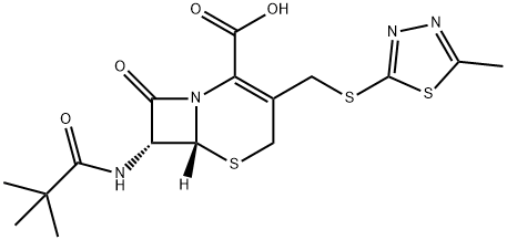(6R,7R)-7-[(2,2-dimethylpropanoyl)amino]-3-[[(5-methyl-1,3,4-thiadiazol-2-yl)sulfanyl]methyl]-8-oxo-5-thia-1-azabicyclo[4.2.0]oct-2-ene-2-carboxylic acid 구조식 이미지