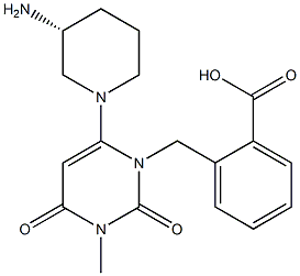 (R)-2-((6-(3-aminopiperidin-1-yl)-3-methyl-2,4-dioxo-3,4-dihydropyrimidin-1(2H)-yl)methyl)benzoic acid Structure