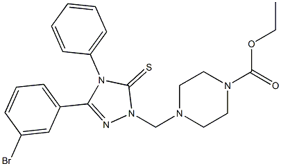 ethyl 4-((3-(3-bromophenyl)-4-phenyl-5-thioxo-4,5-dihydro-1H-1,2,4-triazol-1-yl)methyl)piperazine-1-carboxylate 구조식 이미지