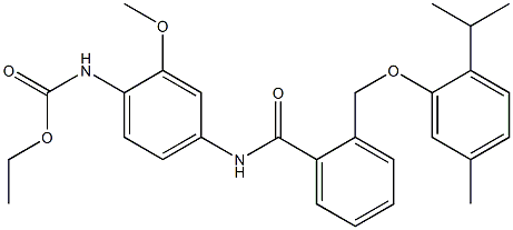 ethyl (4-(2-((2-isopropyl-5-methylphenoxy)methyl)benzamido)-2-methoxyphenyl)carbamate Structure