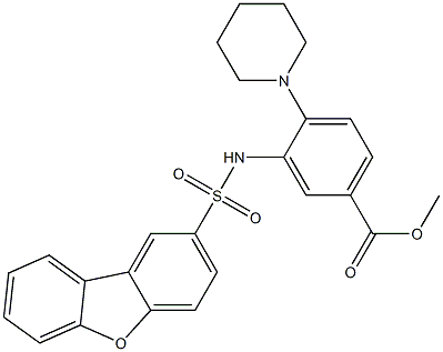 methyl 3-(dibenzo[b,d]furan-2-sulfonamido)-4-(piperidin-1-yl)benzoate 구조식 이미지