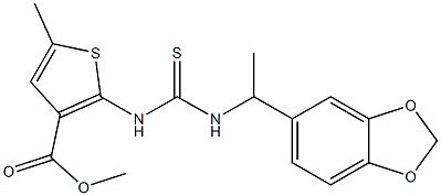 methyl 2-(3-(1-(benzo[d][1,3]dioxol-5-yl)ethyl)thioureido)-5-methylthiophene-3-carboxylate 구조식 이미지