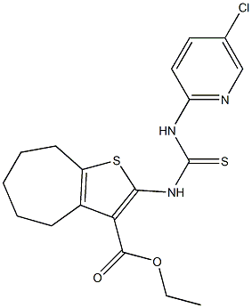 ethyl 2-(3-(5-chloropyridin-2-yl)thioureido)-5,6,7,8-tetrahydro-4H-cyclohepta[b]thiophene-3-carboxylate 구조식 이미지