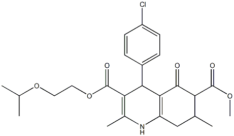 3-(2-isopropoxyethyl) 6-methyl 4-(4-chlorophenyl)-2,7-dimethyl-5-oxo-1,4,5,6,7,8-hexahydroquinoline-3,6-dicarboxylate 구조식 이미지