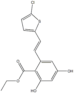 2-[2-(5-Chloro-thiophen-2-yl)-vinyl]-4,6-dihydroxy-benzoic acid ethyl ester 구조식 이미지