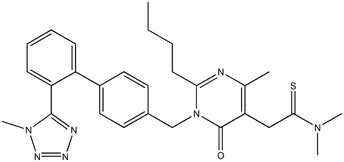 2-(2-butyl-4-methyl-1-((2'-(1-methyl-1H-tetrazol-5-yl)-[1,1'-biphenyl]-4-yl)methyl)-6-oxo-1,6-dihydropyrimidin-5-yl)-N,N-dimethylethanethioamide Structure