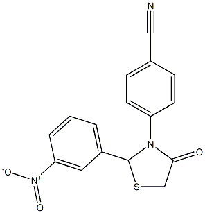 4-(2-(3-nitrophenyl)-4-oxothiazolidin-3-yl)benzonitrile Structure