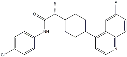 (R)-N-(4-chlorophenyl)-2-((1s,4S)-4-(6-fluoroquinolin-4-yl)cyclohexyl)propanamide 구조식 이미지