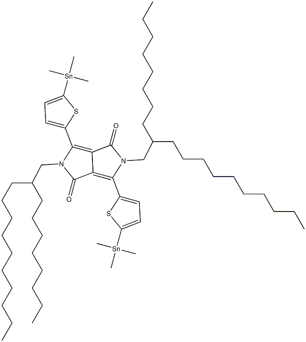 2,5-Bis-(2-octyl-dodecyl)-3,6-bis-(5-trimethylstannanyl-thiophen-2-yl)-2,5-dihydro-pyrrolo[3,4-c]pyrrole-1,4-dione 구조식 이미지