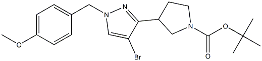 3-[4-Bromo-1-(4-methoxy-benzyl)-1H-pyrazol-3-yl]-pyrrolidine-1-carboxylic acid tert-butyl ester 구조식 이미지