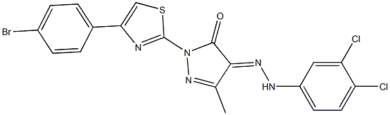 2-[4-(4-bromophenyl)-1,3-thiazol-2-yl]-4-[(3,4-dichlorophenyl)hydrazono]-5-methyl-2,4-dihydro-3H-pyrazol-3-one Structure