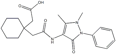 2-(1-(2-((1,5-dimethyl-3-oxo-2-phenyl-2,3-dihydro-1H-pyrazol-4-yl)amino)-2-oxoethyl)cyclohexyl)acetic acid 구조식 이미지