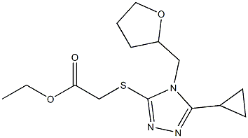 ethyl 2-((5-cyclopropyl-4-((tetrahydrofuran-2-yl)methyl)-4H-1,2,4-triazol-3-yl)thio)acetate 구조식 이미지