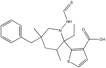 ethyl 5-benzyl-2-(3,5-dimethylpiperidine-1-carbothioamido)thiophene-3-carboxylate 구조식 이미지