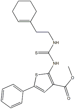 methyl 2-(3-(2-(cyclohex-1-en-1-yl)ethyl)thioureido)-5-phenylthiophene-3-carboxylate 구조식 이미지