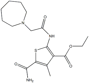 ethyl 2-(2-(azepan-1-yl)acetamido)-5-carbamoyl-4-methylthiophene-3-carboxylate Structure