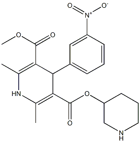 3-methyl 5-piperidin-3-yl 2,6-dimethyl-4-(3-nitrophenyl)-1,4-dihydropyridine-3,5-dicarboxylate 구조식 이미지