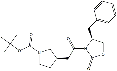 tert-butyl(3R)-3-{2-[(4S)-4-benzyl-2-oxo-1,3-oxazolidin-3-yl]-2-oxoethyl}pyrrolidine-1-carboxylate Structure