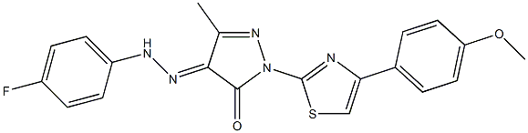 4-[(4-fluorophenyl)hydrazono]-2-[4-(4-methoxyphenyl)-1,3-thiazol-2-yl]-5-methyl-2,4-dihydro-3H-pyrazol-3-one Structure