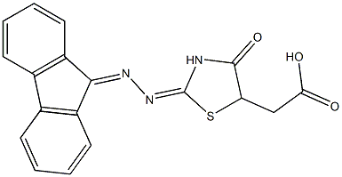 2-(2-((9H-fluoren-9-ylidene)hydrazono)-4-oxothiazolidin-5-yl)acetic acid 구조식 이미지