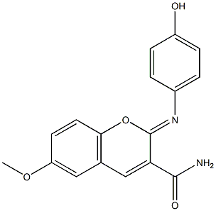 (Z)-2-((4-hydroxyphenyl)imino)-6-methoxy-2H-chromene-3-carboxamide 구조식 이미지