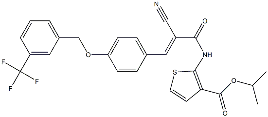 (E)-isopropyl 2-(2-cyano-3-(4-((3-(trifluoromethyl)benzyl)oxy)phenyl)acrylamido)thiophene-3-carboxylate 구조식 이미지