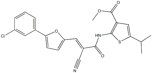 (E)-methyl 2-(3-(5-(3-chlorophenyl)furan-2-yl)-2-cyanoacrylamido)-5-isopropylthiophene-3-carboxylate 구조식 이미지