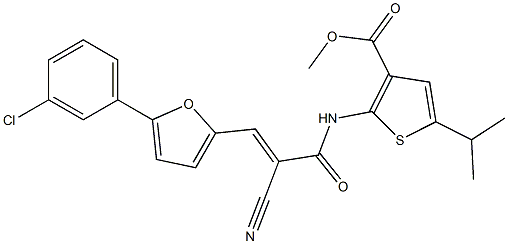 (E)-methyl 2-(3-(5-(3-chlorophenyl)furan-2-yl)-2-cyanoacrylamido)-5-isopropylthiophene-3-carboxylate Structure