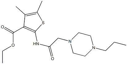 ethyl 4,5-dimethyl-2-(2-(4-propylpiperazin-1-yl)acetamido)thiophene-3-carboxylate 구조식 이미지