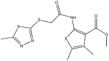 methyl 4,5-dimethyl-2-(2-((5-methyl-1,3,4-thiadiazol-2-yl)thio)acetamido)thiophene-3-carboxylate 구조식 이미지