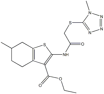 ethyl 6-methyl-2-(2-((1-methyl-1H-tetrazol-5-yl)thio)acetamido)-4,5,6,7-tetrahydrobenzo[b]thiophene-3-carboxylate Structure