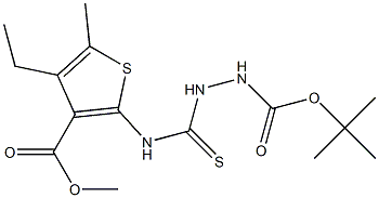 tert-butyl 2-((4-ethyl-3-(methoxycarbonyl)-5-methylthiophen-2-yl)carbamothioyl)hydrazinecarboxylate Structure