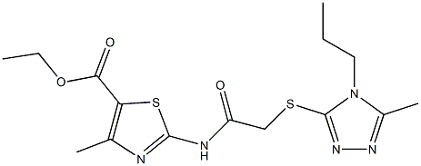 ethyl 4-methyl-2-(2-((5-methyl-4-propyl-4H-1,2,4-triazol-3-yl)thio)acetamido)thiazole-5-carboxylate 구조식 이미지