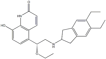 (R)-5-(2-((5,6-diethyl-2,3-dihydro-1H-inden-2-yl)amino)-1-ethoxyethyl)-8-hydroxyquinolin-2(1H)-one 구조식 이미지