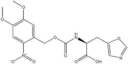 (S)-2-((4,5-dimethoxy-2-nitrobenzyloxy)carbonylamino)-3-(oxazol-5-yl)propanoic acid Structure