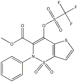 methyl 1,1-dioxy-2-phenyl-4-(trifluoromethylsulfonyloxy)-2H-thieno[2,3-e][1,2]thiazine-3-carboxylate 구조식 이미지