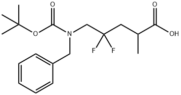 5-(benzyl(tert-butoxycarbonyl)amino)-4,4-difluoro-2-methylpentanoic acid 구조식 이미지