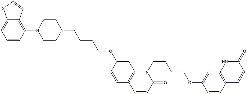 7-(4-(4-(benzo[b]thiophen-4-yl)piperazin-1-yl)butoxy)-1-(4-((2-oxo-1,2-dihydroquinolin-7-yl)oxy)butyl)quinolin-2(1H)-one 구조식 이미지