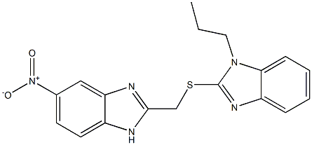 2-{[(5-nitro-1H-benzimidazol-2-yl)methyl]thio}-1-propyl-1H-benzimidazole 구조식 이미지