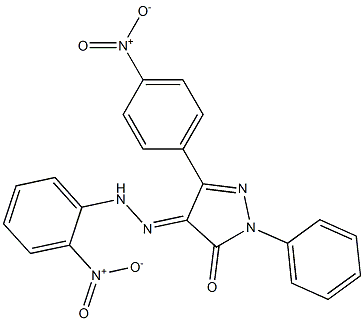 5-(4-nitrophenyl)-4-[(2-nitrophenyl)hydrazono]-2-phenyl-2,4-dihydro-3H-pyrazol-3-one 구조식 이미지