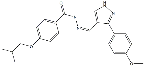 (Z)-4-isobutoxy-N'-((3-(4-methoxyphenyl)-1H-pyrazol-4-yl)methylene)benzohydrazide 구조식 이미지