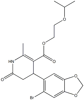 2-isopropoxyethyl 4-(6-bromobenzo[d][1,3]dioxol-5-yl)-2-methyl-6-oxo-1,4,5,6-tetrahydropyridine-3-carboxylate 구조식 이미지