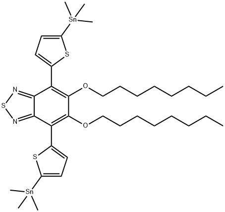 5,6-Bis(octyloxy)-4,7-bis(5-(trimethylstannyl)thiophen-2-yl)benzo[c][1,2,5]thiadiazole 구조식 이미지