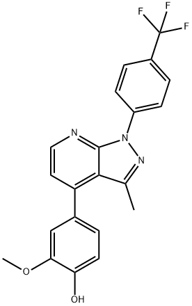 2-Methoxy-4-(3-methyl-1-(4-(trifluoromethyl)phenyl)-1H-pyrazolo[3,4-b]pyridin-4-yl)phenol Structure