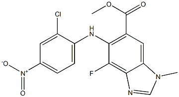 methyl 5-((2-chloro-4-nitrophenyl)amino)-4-fluoro-1-methyl-1H-benzo[d]imidazole-6-carboxylate 구조식 이미지