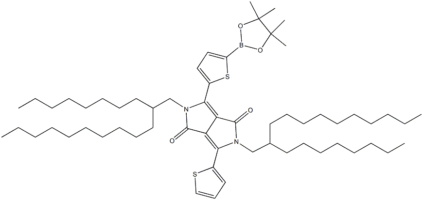 2,5-Bis(2-octyldodecyl)-3-(5-(4,4,5,5-tetramethyl-1,3,2-dioxaborolan-2-yl)thiophen-2-yl)-6-(thiophen-2-yl)pyrrolo[3,4-c]pyrrole-1,4(2H,5H)-dione Structure