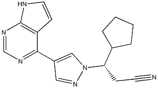 (3S)-3-(4-(7H-pyrrolo[2,3-d]pyrimidin-4-yl)-1H-pyrazol-1-yl)-3-cyclopentylpropanenitrile Structure