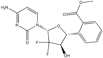 ((2R,3R,5R)-5-(4-amino-2-oxopyrimidin-1(2H)-yl)-4,4-difluoro-3-hydroxytetrahydrofuran-2-yl)methyl benzoate 구조식 이미지