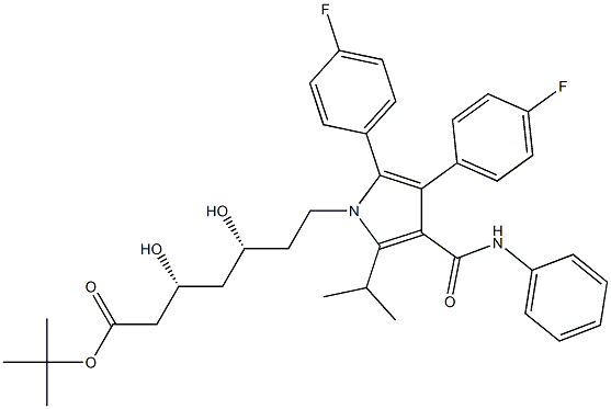 (3R,5R)-tert-butyl 7-(2,3-bis(4-fluorophenyl)-5-isopropyl-4-(phenylcarbamoyl)-1H-pyrrol-1-yl)-3,5-dihydroxyheptanoate Structure